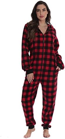 Matching adult buffalo plaid onesies