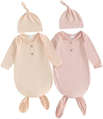 Newborn Knotted Gown 2 Pack for Baby Boy Girl