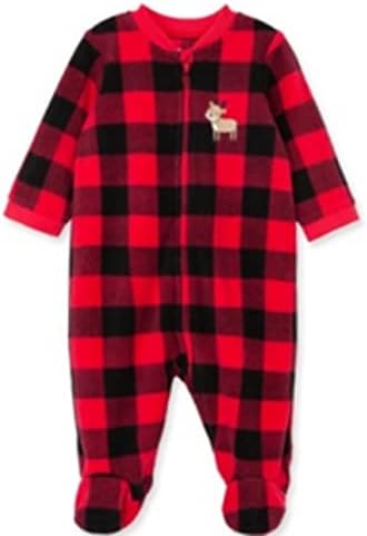 LITTLE ME Baby Boys Buffalo Red Plaid Zip Blanket Sleeper