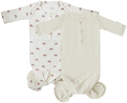 Organic Cotton Knotted Baby Gown - Soft and Stylish Sleepwear for Newborns