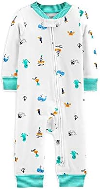 White Carters Baby Boy 1-Piece Footless Pajama with Green Accents