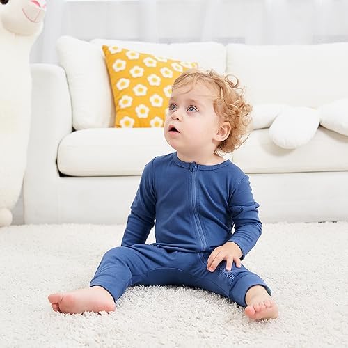 2 Pack Footless Cotton Romper for Baby with 2-Way Zipper Sleepwear