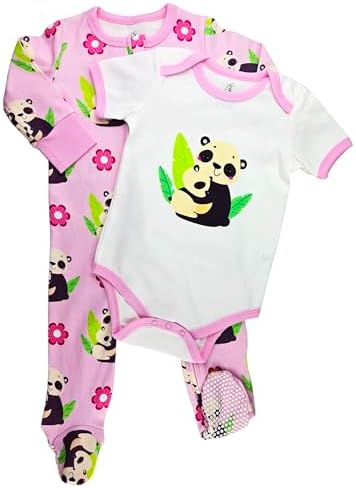 Cute Safe Organic Baby Footie Onesie with Animal Print