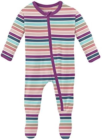 KicKee Pants Print Footie with Zipper Soft Sleepwear for Babies and Kids