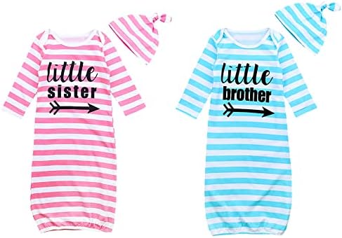 Newborn Baby Twin Knotted Nightgowns Set TTS