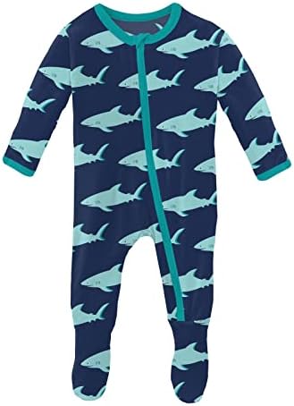 KicKee Print Footie with Zipper