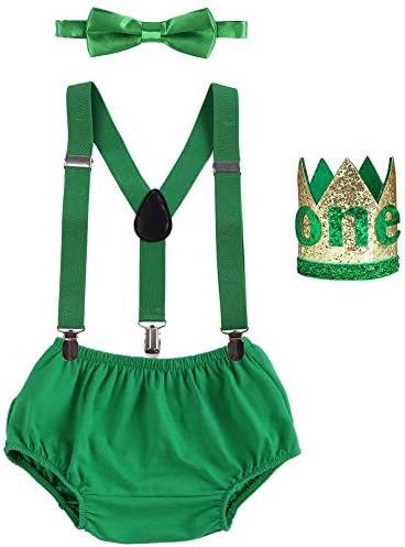 IWEMEKBaby Boys Lion 1st Birthday One Cake Smash Outfit 4PCS