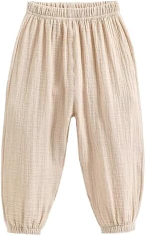 Heamoe Kids Cotton Linen Ankle Length Pants for Boys Girls Toddlers