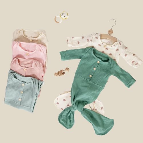Organic Cotton Knotted Baby Gown - Soft and Stylish Sleepwear for Newborns