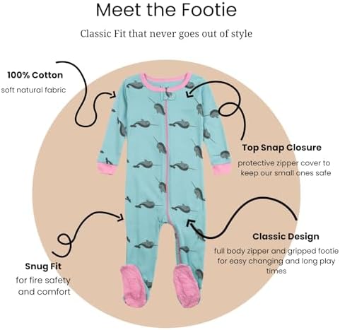 Leveret Kids Pajamas Boys 6-12 Months Toddler Footed Pajamas 100 Cotton
