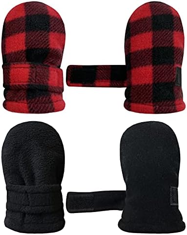 NIce Caps Baby Toddler Mittens Kids 2 Pairs for Winter Warm Sherpa Lined Gloves Snug and Cozy for Little Ones
