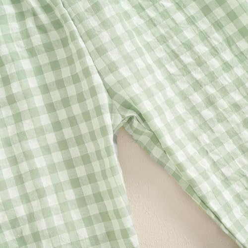 NEVUQO Soft Linen Harem Pants Cute Gingham Plaid for Baby