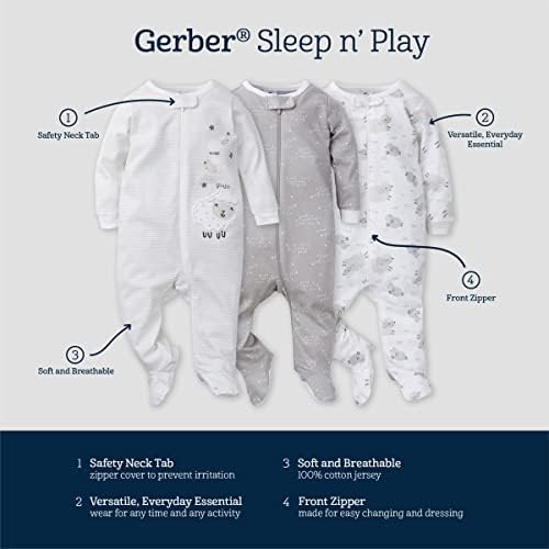 Gerber Baby-Boys 3-Pack Sleep N Play Zippers