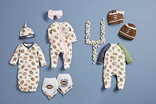 Mud Pie Baby Boys Waffle Knit Button Front Football Sleeper