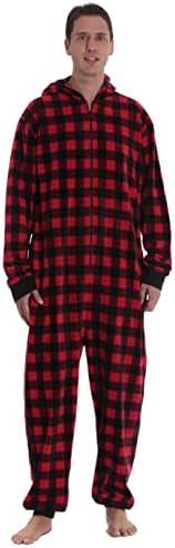 Matching adult buffalo plaid onesies