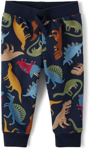 The Childrens Place Baby Boys Flocking Jogger Pants Blue Dino 3 Years