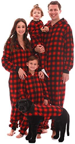 Matching adult buffalo plaid onesies