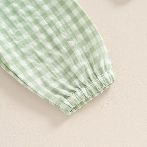 NEVUQO Soft Linen Harem Pants Cute Gingham Plaid for Baby