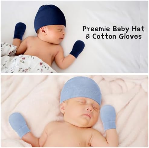 Heredity 4-Piece Preemie Hat Mitten Set for Boys Girls