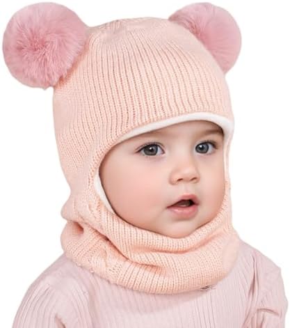 Winter Warm Hat Scarf Set for Toddler Babies