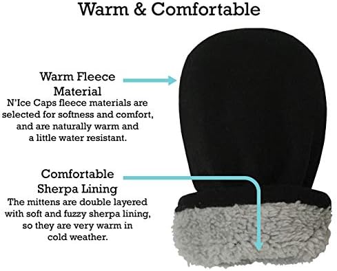 NIce Caps Baby Toddler Mittens Kids 2 Pairs for Winter Warm Sherpa Lined Gloves Snug and Cozy for Little Ones