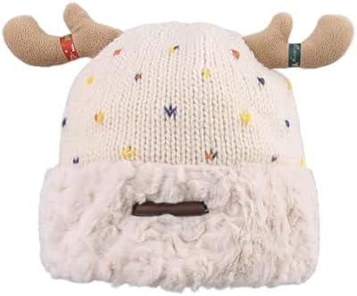 Winter Warm Lined Deer Knit Hat for Baby