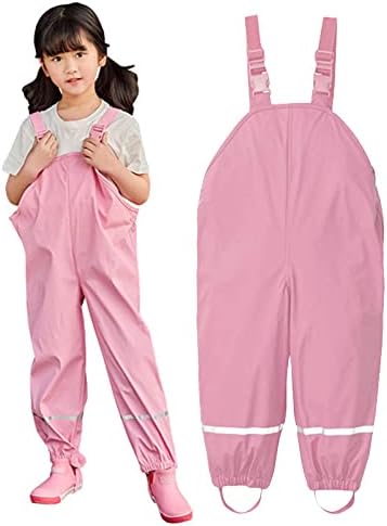 Boys Girls Rain Jumpsuit Romper Suspender Waterproof Mud Dirty Proof