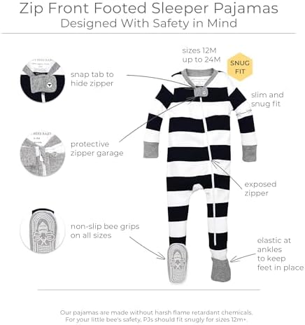 Burts Bees Baby Boys Pajamas - Non-Slip Sleep Suits