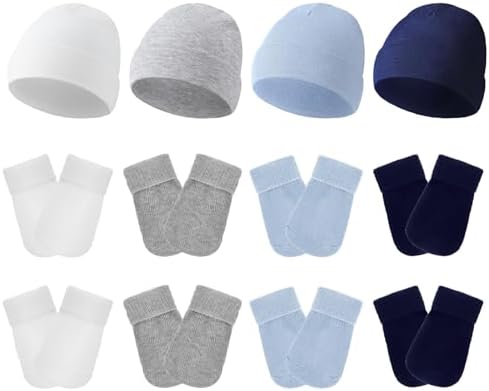 Heredity 4-Piece Preemie Hat Mitten Set for Boys Girls