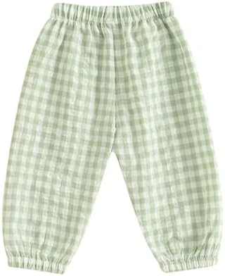 NEVUQO Soft Linen Harem Pants Cute Gingham Plaid for Baby