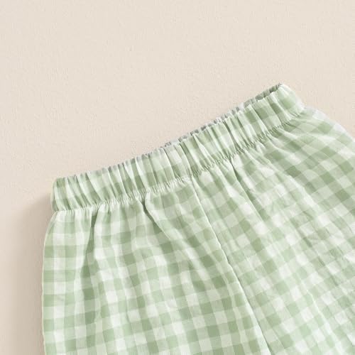 NEVUQO Soft Linen Harem Pants Cute Gingham Plaid for Baby