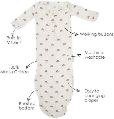 Organic Cotton Knotted Baby Gown - Soft and Stylish Sleepwear for Newborns