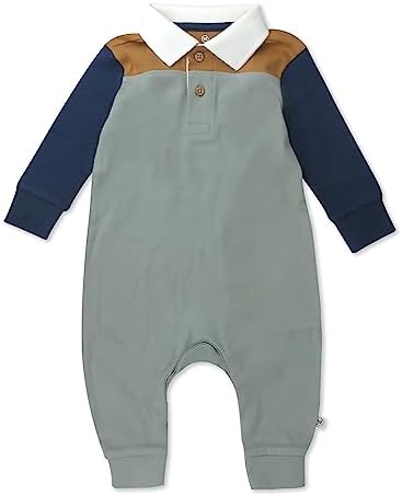HonestBaby 100 Organic Cotton Baby Boys Rugby Romper