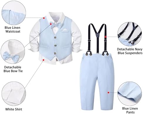 Gentleman Outfits for Boys Comfortable Classic Fit Linen Blend Breathable SANGTREE