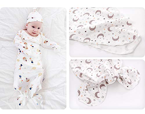 Miracle Baby Newborn Nightgown Set with Hat 3 Pack
