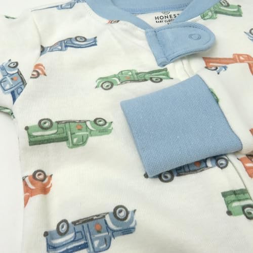 HonestBaby Organic Cotton Pajamas One-Piece Sleeper Zip Front for Baby Boys