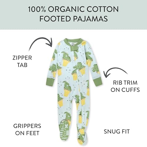 HonestBaby Organic Cotton Non-Slip Pajamas for Baby Boys