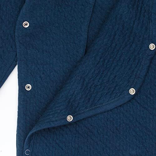 HONESTBABY Organic Cotton Matelasse Kimono Coverall Dark Navy 3-6 Months