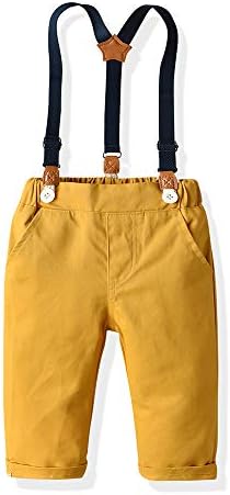 Joycebaby Toddler Boy Clothes Set - Plaid Shirts Suspender Shorts