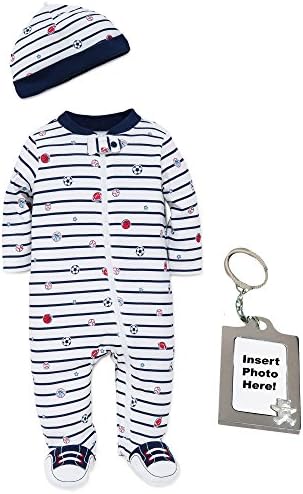 Little Me Sports Stripe Footed Pajamas for Baby Boys Blue