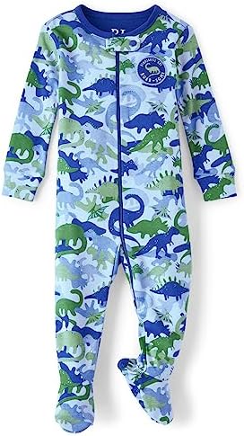 The Childrens Place Baby Boys Dino Camo Zip Front Pajama