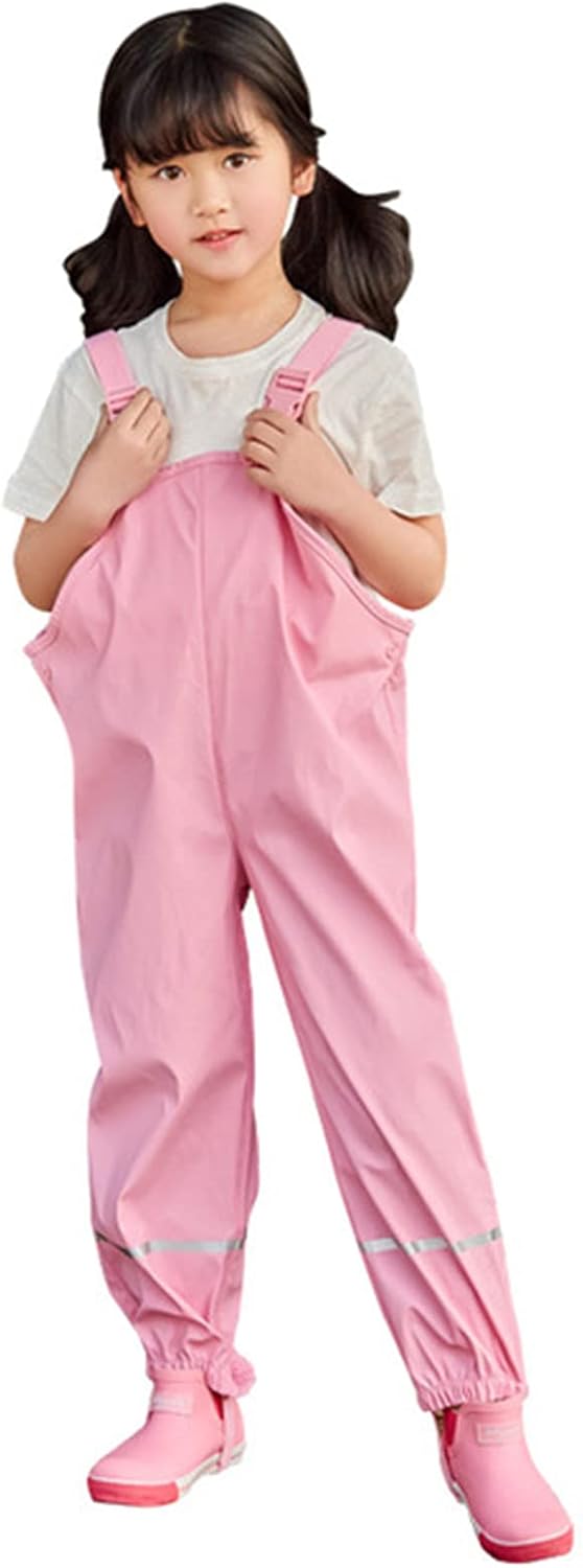 Boys Girls Rain Jumpsuit Romper Suspender Waterproof Mud Dirty Proof