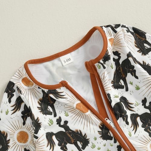 Western Baby Boy Girl Clothes Cow Horse Print Romper