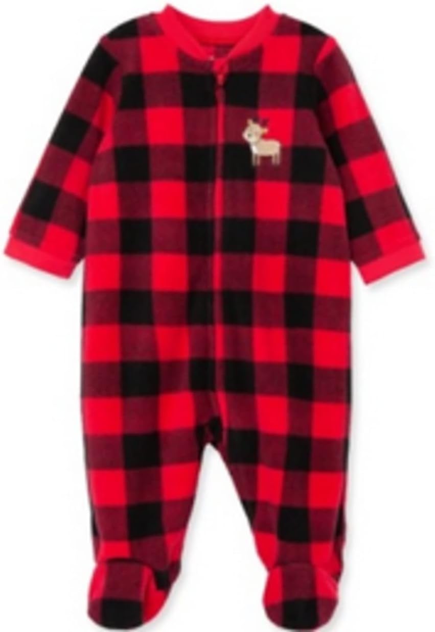 LITTLE ME Baby Boys Buffalo Red Plaid Zip Blanket Sleeper