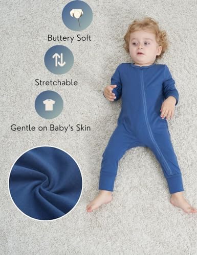 2 Pack Footless Cotton Romper for Baby with 2-Way Zipper Sleepwear