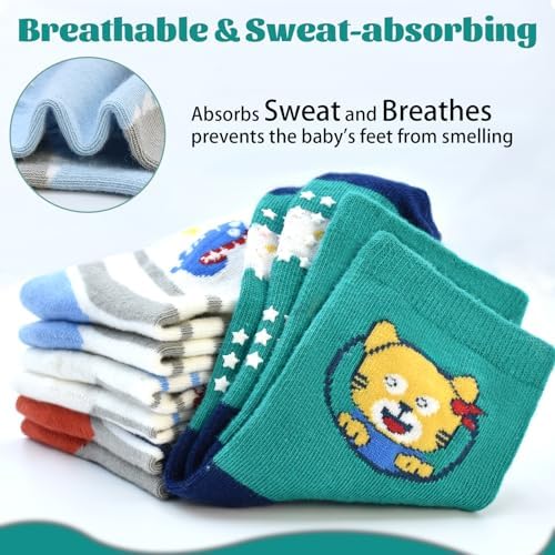 Perfectly Non-Slip toddler socks for boys - Safe for crawling walking