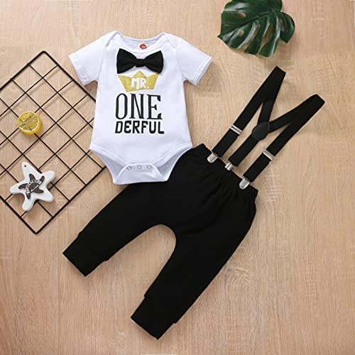 Boy One 1st Birthday Romper Suspenders Set