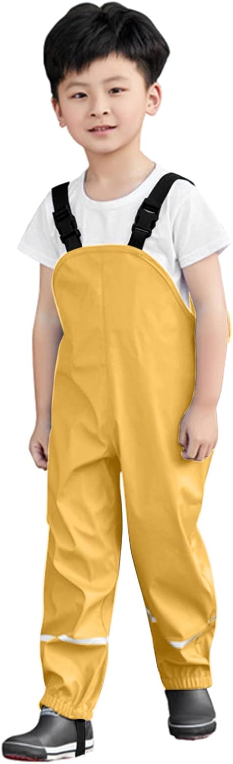 Kids Toddler Waterproof Rain Pants for Boy Girl with Hood