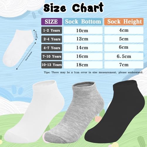 ZERULETS - 20 Pairs Low Cut Ankle Socks for Kids