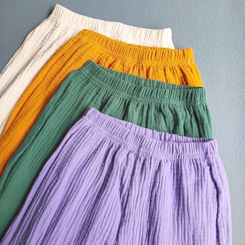 Heamoe Kids Cotton Linen Ankle Length Pants for Boys Girls Toddlers